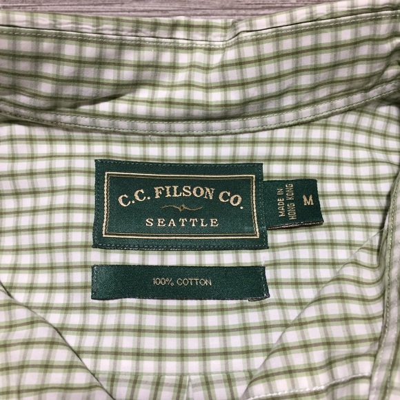 Vtg Filson Plaid Button Up Shirt Men’s M Green 100% Cotton Hong Kong - Picture 6 of 7